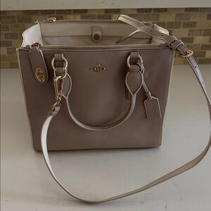 Coach Women's Beige and White Leather Satchel *NWOT